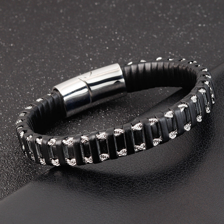 Leather bracelet hand-woven bracelet