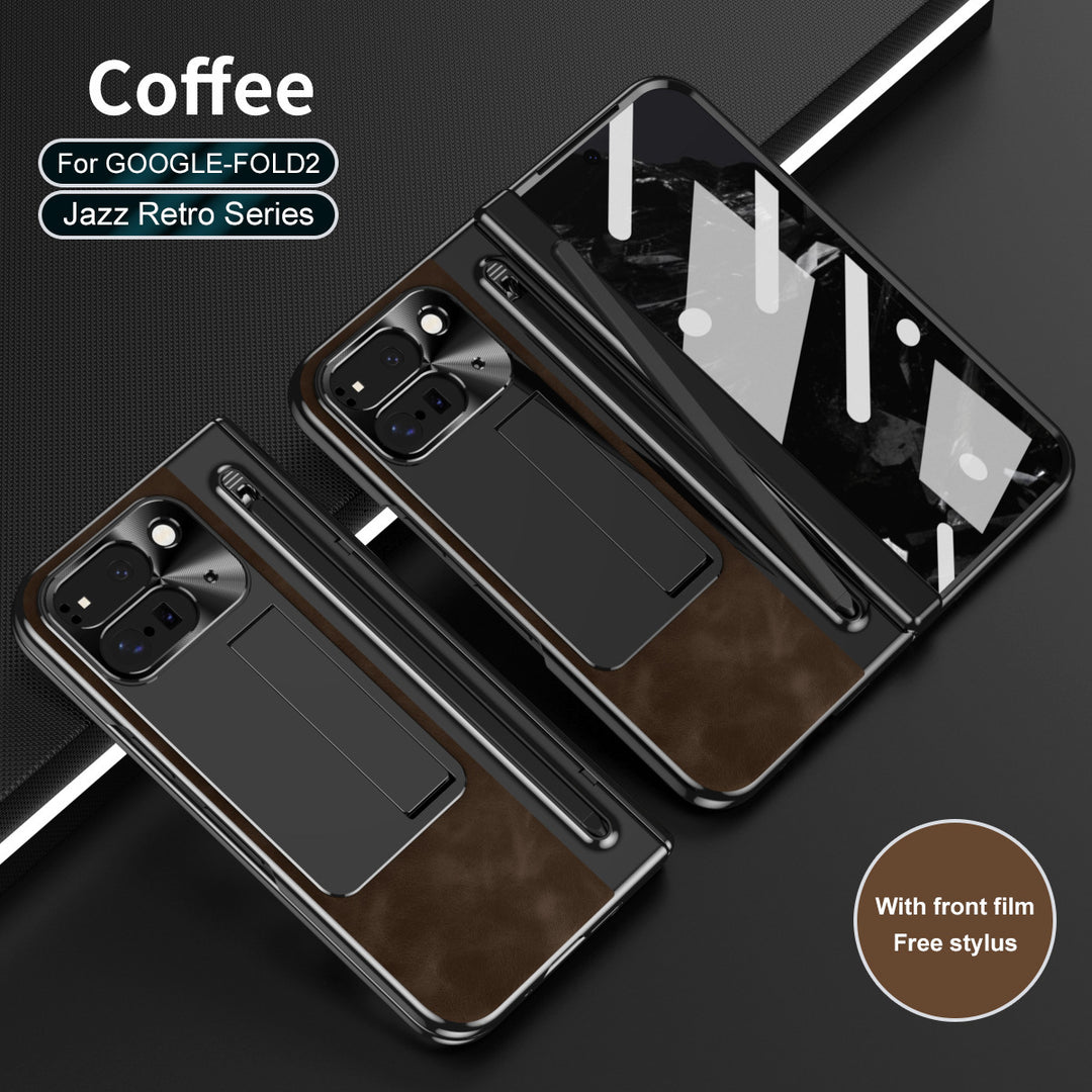 Plain Leather Hinge Fully Wrapped Anti Fall Phone Case