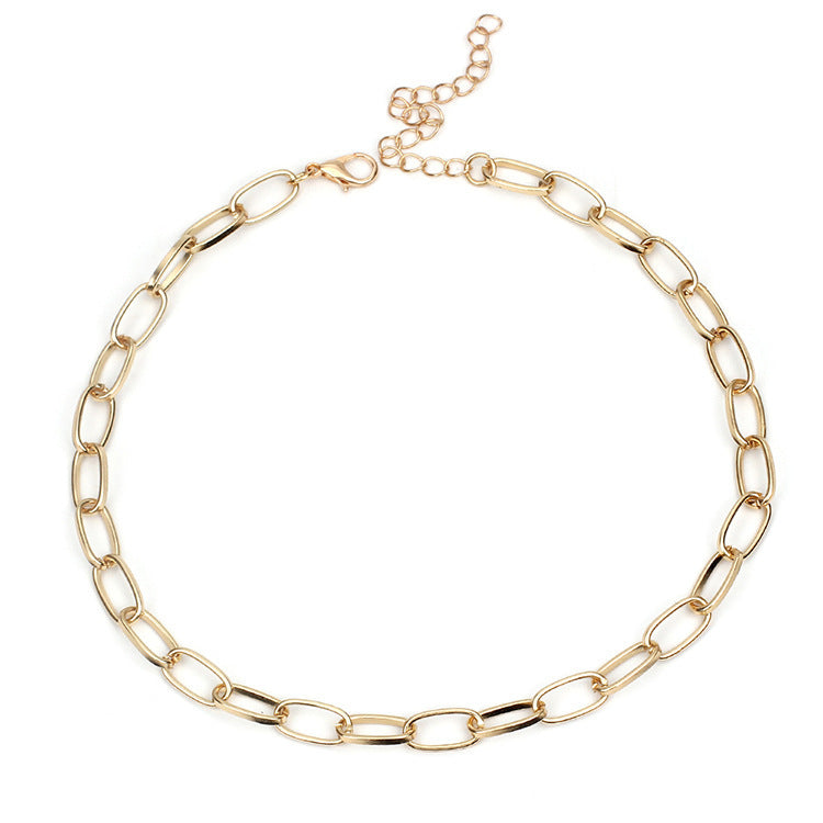 Simple metal buckle clavicle chain