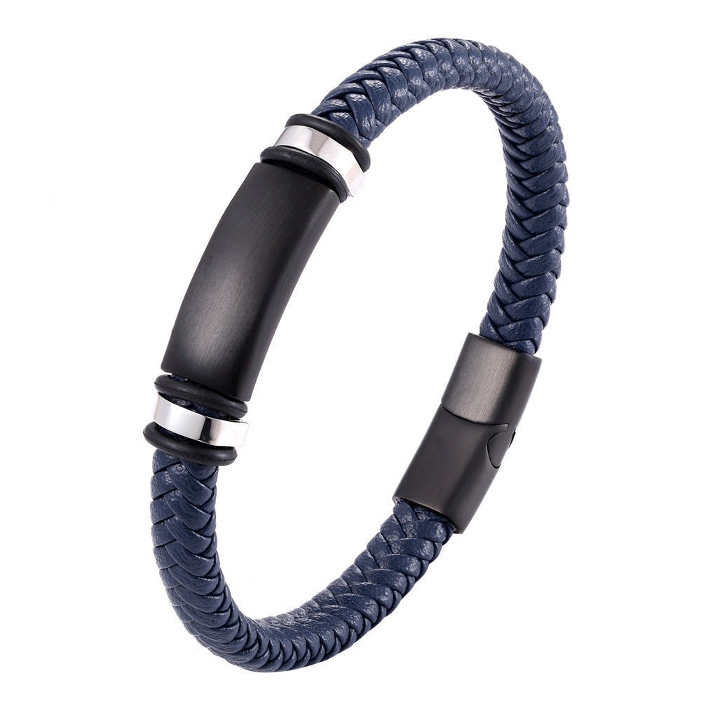 Men's multi-layer braided leather bracelet