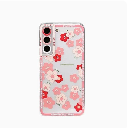 Mobile Phone Case Anti-fall Soft Shell Transparent Silicone All-pack Lens Small Floral Lanyard