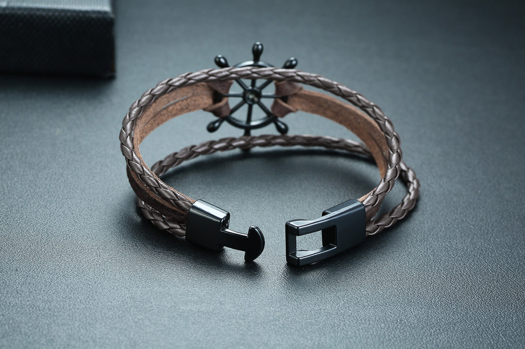 Alloy lucky figure 8 leather bracelet