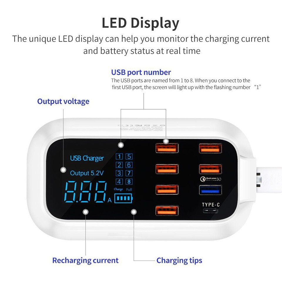 Stație de încărcare Smart USB obișnuită de încărcare 3.0