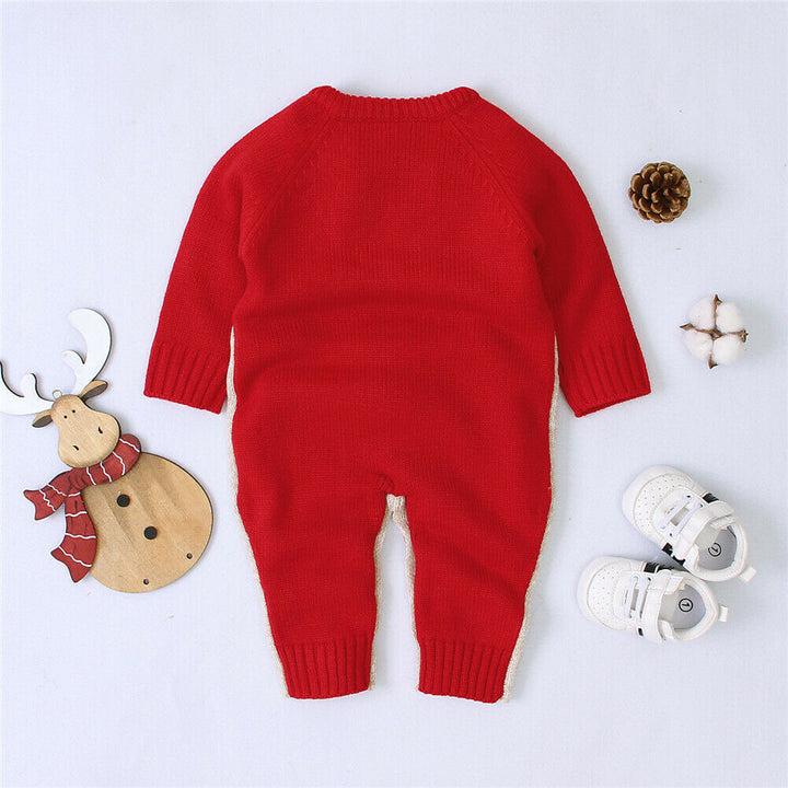 Knitted cartoon fawn romper Christmas sweater