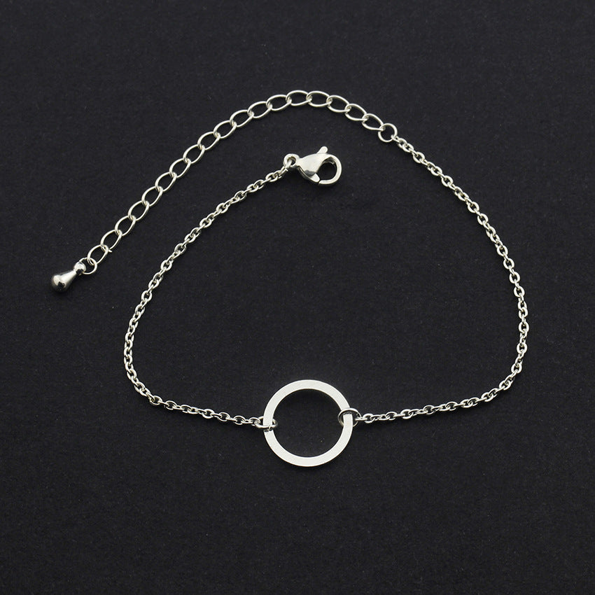 Simple round life ring bracelet stainless steel minimalist bracelet