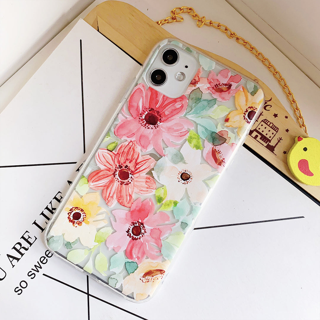 Compatible with Apple , Flower silicone phone case