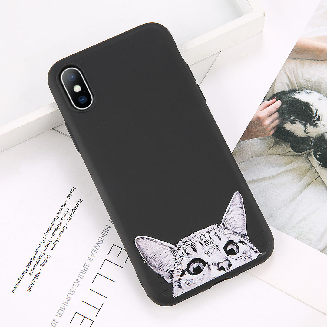 Soft cartoon cat dog fish pattern mobile phone case