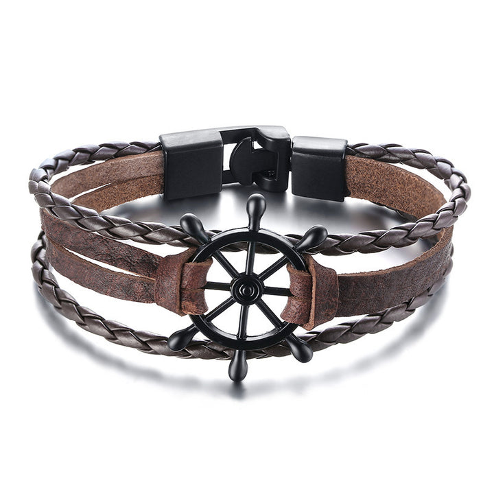 Alloy lucky figure 8 leather bracelet