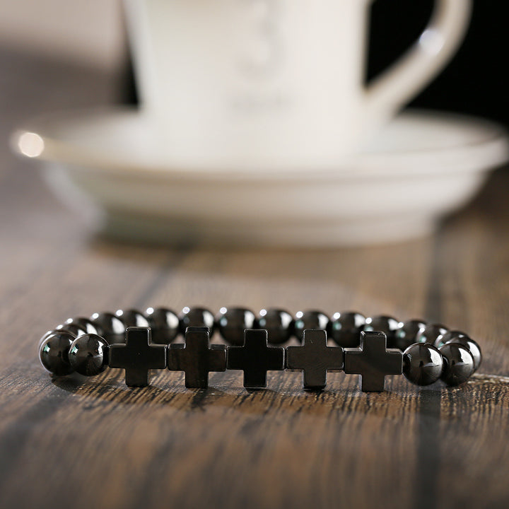 European And American Colored Cross Frosted Stone Bracelet