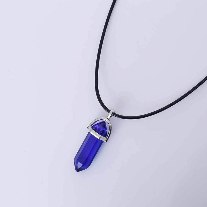 Jewelry Alien blasting necklace hex pendant necklace two pointed natural stone necklace Korean version of the source