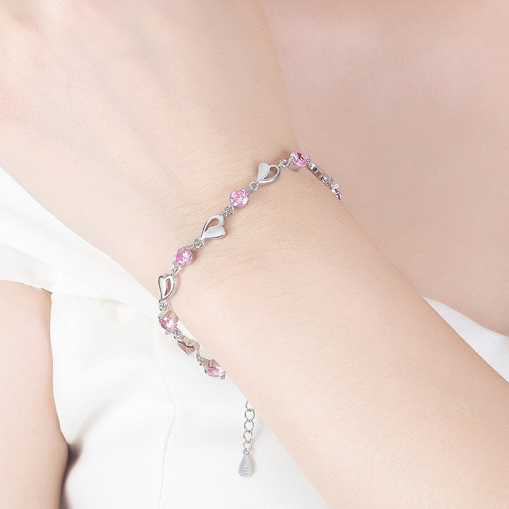 Women's Fashion Hollowed-out Heart-shaped Silver-plated Bracelet