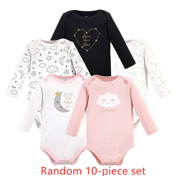 Ten pieces of random long-sleeved baby onesies