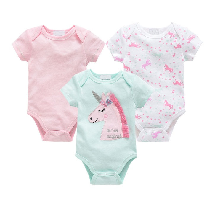 Baby onesies three-piece suit new cotton short-sleeved sweater baby clothes clothes