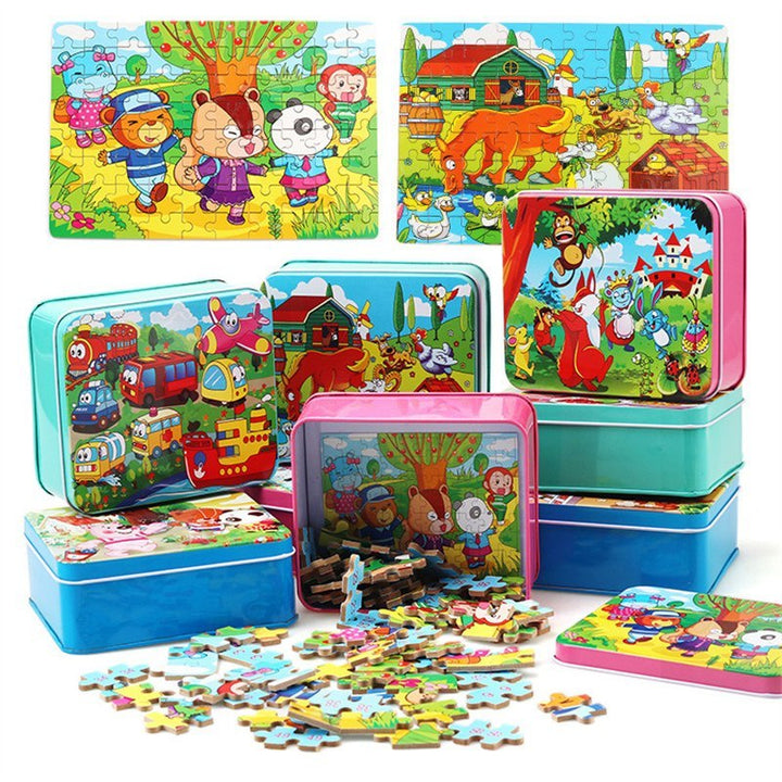 80 pcs jucării educaționale din lemn Dezvoltare educațională pentru copii pentru copii Jucării pentru copii puzzle pentru animale