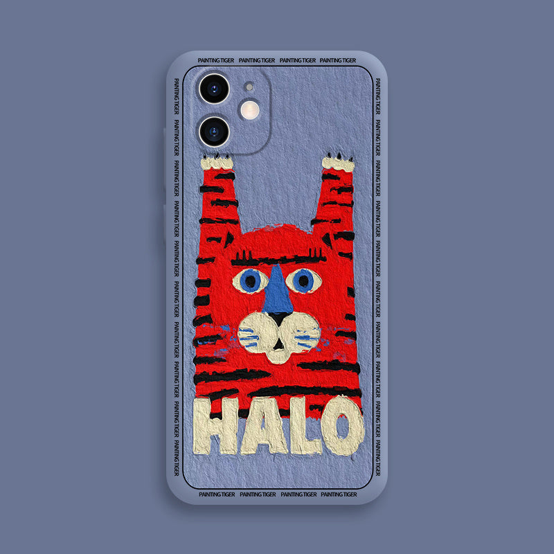 Liquid Silicone Personality Creative Couple Hello Tiger Mobile Phone Case