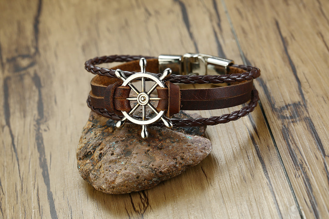 Alloy lucky figure 8 leather bracelet