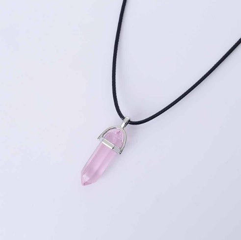 Jewelry Alien blasting necklace hex pendant necklace two pointed natural stone necklace Korean version of the source