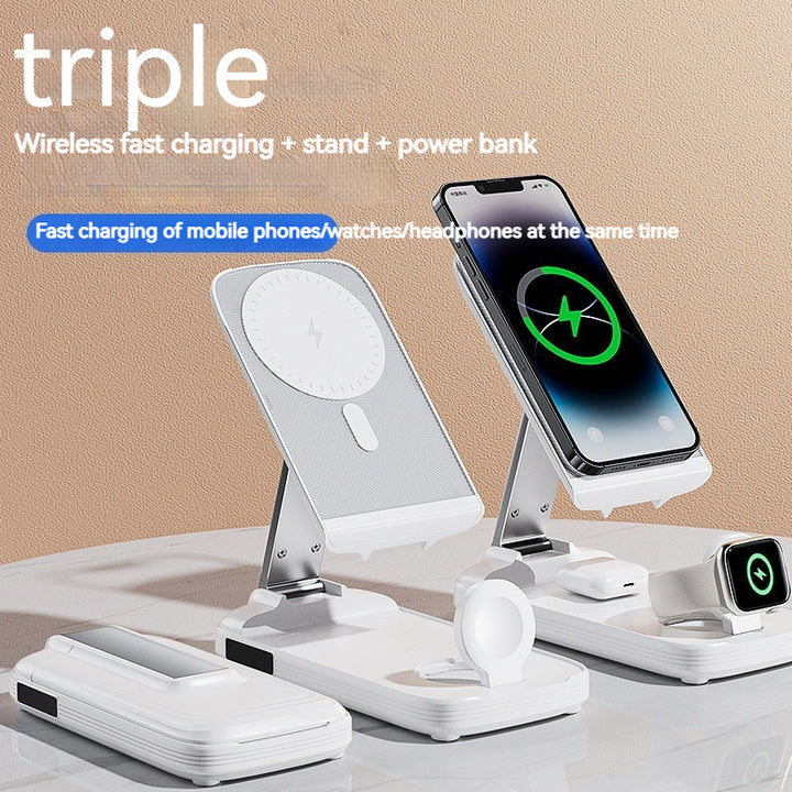 Trei-în-unu Magsafe Wireless Încărcare rapidă Telefon pentru telefon mobil Bracket Magnetic Bracket Vertical Power Bank