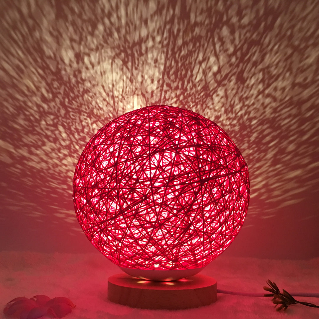 Amazon Hot Selling Linen Linen Lampa de masă roman și unic LED inteligent USB7 Color RGB16 Color Color Control Rattan Ball Lampa