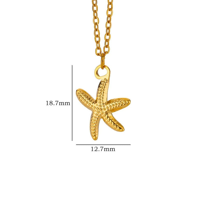 Shell Stainless Steel Starfish Pendant Necklace