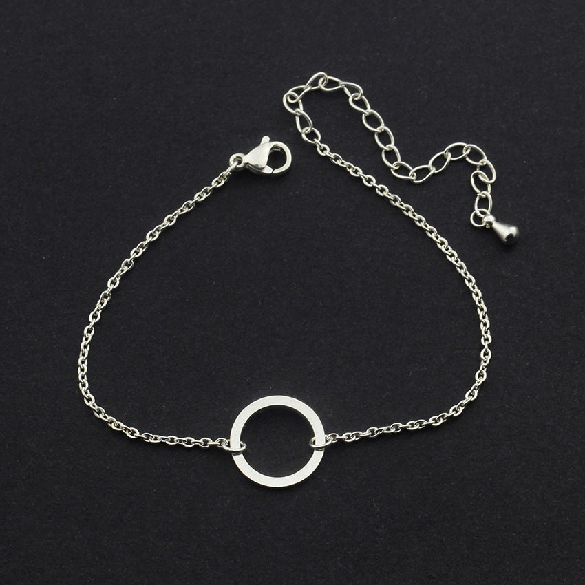 Simple round life ring bracelet stainless steel minimalist bracelet