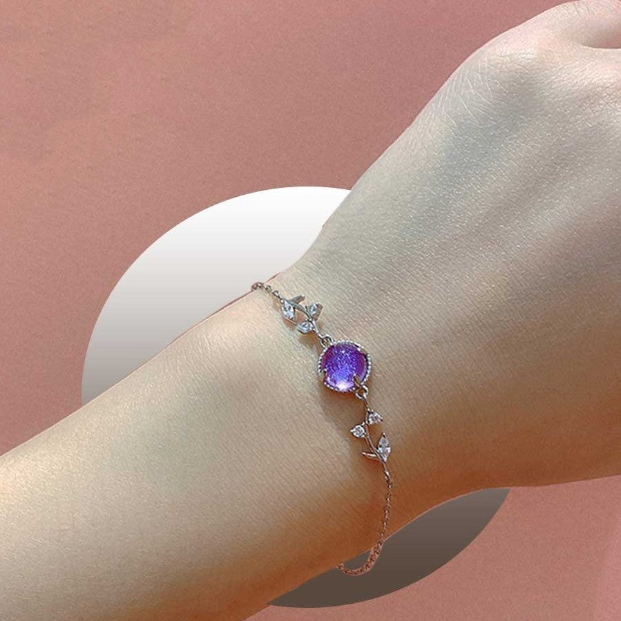 925 Silver Light Luxury Purple Lavender Bracelet