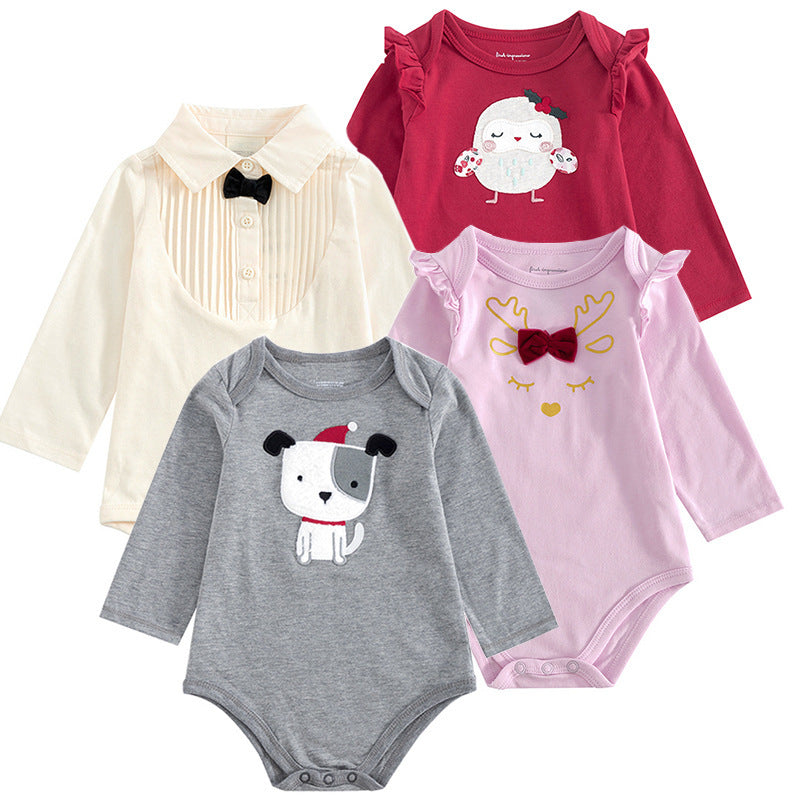 Ten pieces of random long-sleeved baby onesies