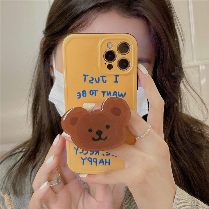 English Bear Stand Mobile Phone Case Protective Cover