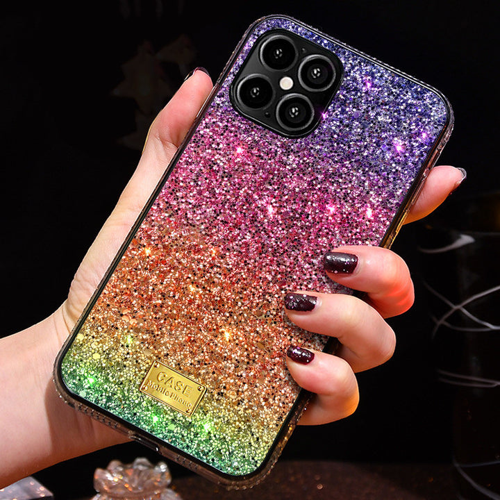 New Phone Case Suitable For Rainbow Pasted Leather Diamond Mobile Phone Case