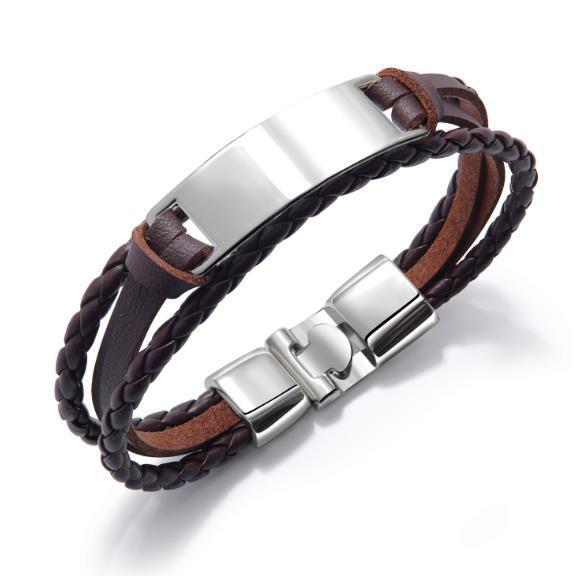 Black Multilayer Leather Bracelet For Men Bangle Jewelry