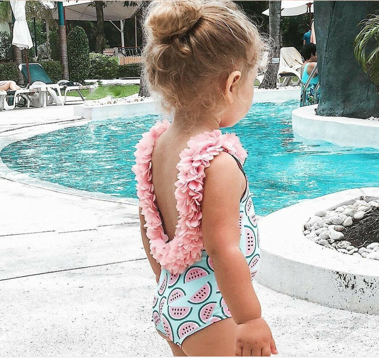 Children Baby Girl Watermelon Swimsuit 3D Flower Bikini Swimming Swimwear