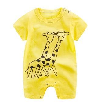 Baby Short Sleeve Cartoon Print Romper