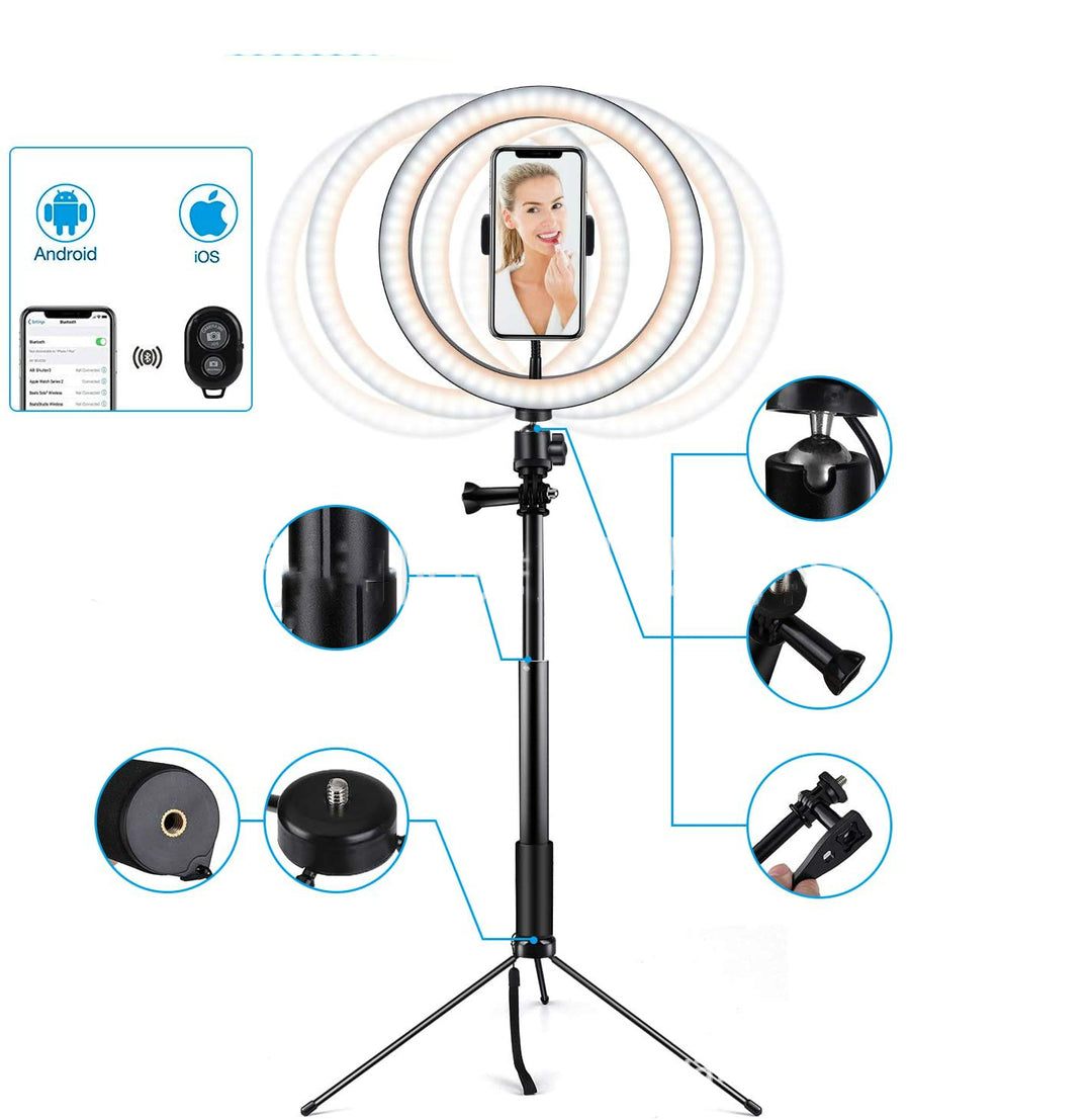 Compatibil cu Apple, 10 LED LAM LUMINA LAMP Telefon Selfie Camera Studio Video Dimmable Tripod Stand