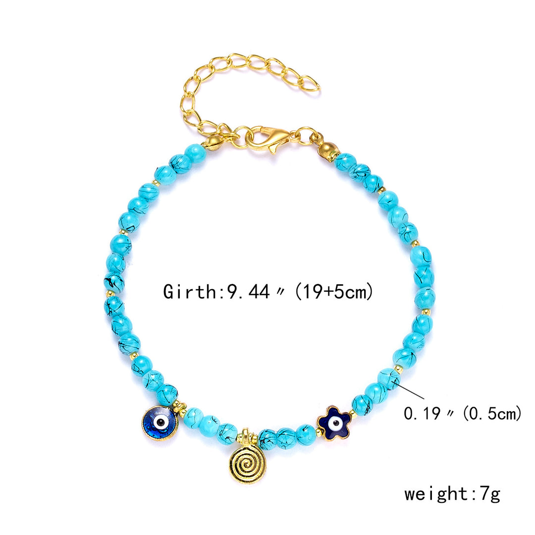 Brățară de corașă cu coadă neagră lucrată manual Brățări de farmec de ochi răi femei Blue Eyes Beads vă aduc Lucky pașnic reglabil Brățară