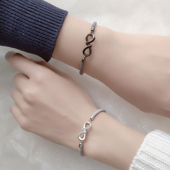 925 Sterling Silver Mobius Couple Bracelet