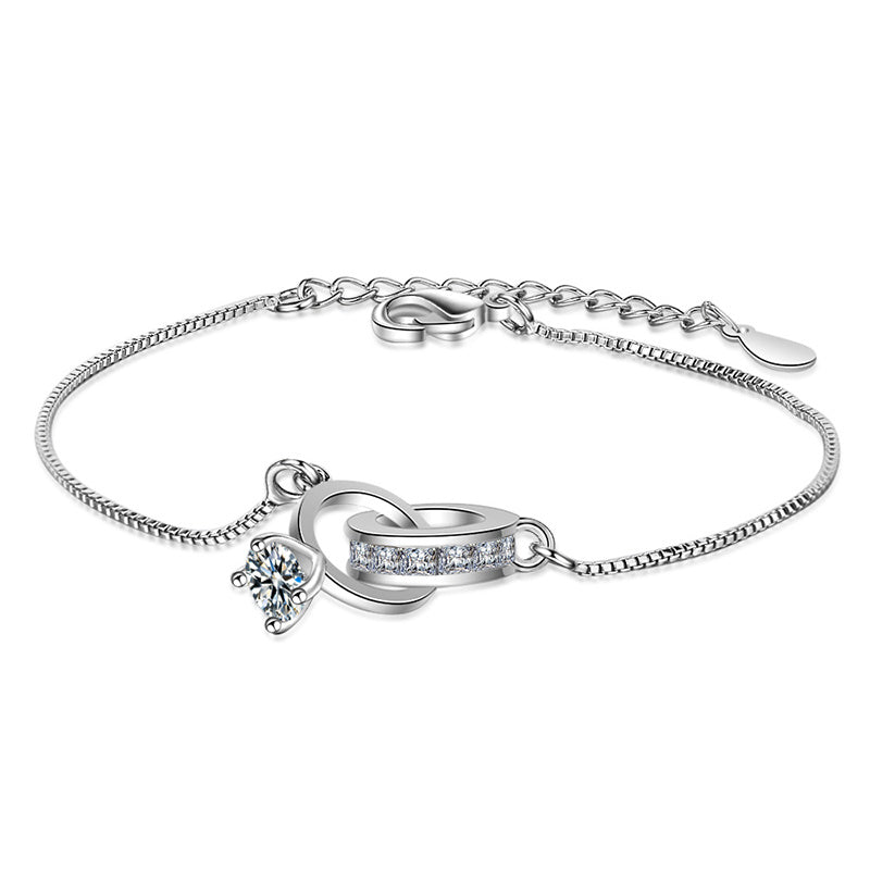 Temperament Sterling Silver Brățară cu inel dublu