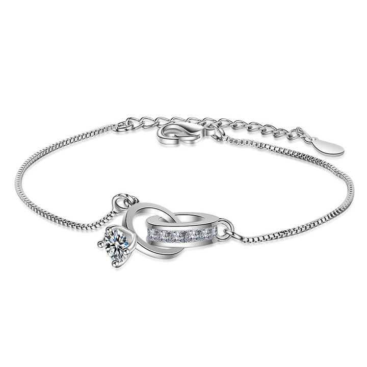 Temperament Sterling Silver Brățară cu inel dublu