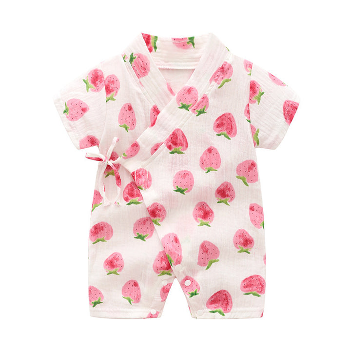 Baby Romper, Baby Short-Sleeved Kimono Romper, Soft And Breathable Crepe Printed One-Piece, Class A Quality