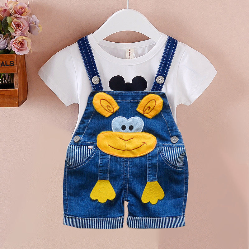 Pants Children's Jumpsuit Baby Suspenders Denim Shorts Men And Women