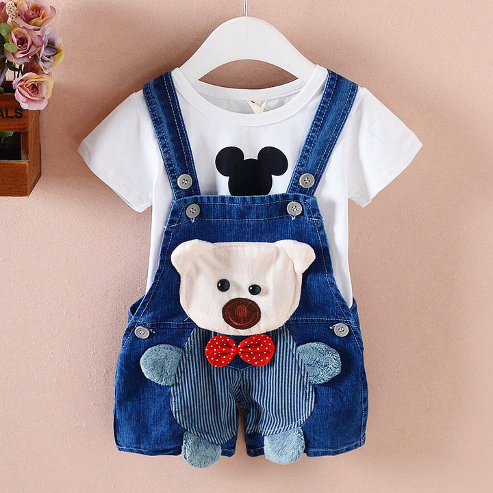 Pants Children's Jumpsuit Baby Suspenders Denim Shorts Men And Women