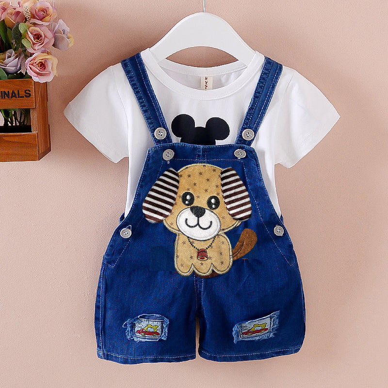 Pants Children's Jumpsuit Baby Suspenders Denim Shorts Men And Women