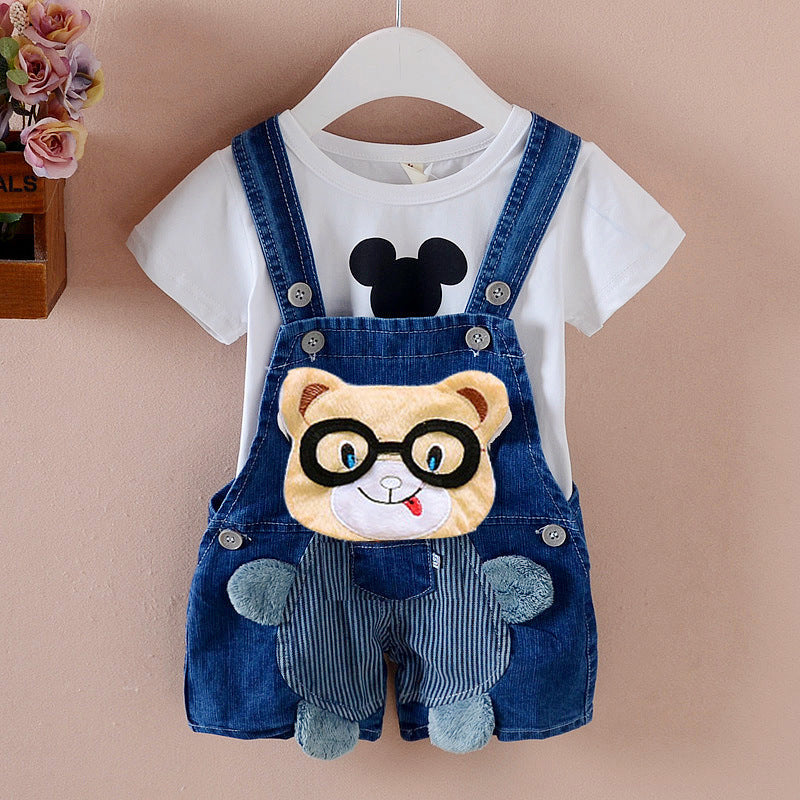 Pants Children's Jumpsuit Baby Suspenders Denim Shorts Men And Women