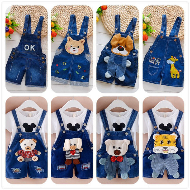 Pants Children's Jumpsuit Baby Suspenders Denim Shorts Men And Women