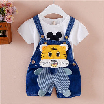 Pants Children's Jumpsuit Baby Suspenders Denim Shorts Men And Women