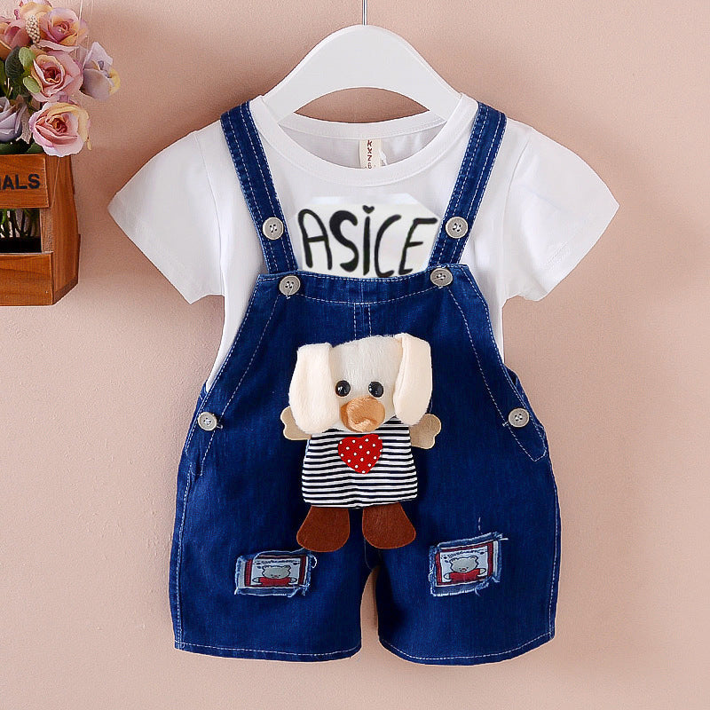 Pants Children's Jumpsuit Baby Suspenders Denim Shorts Men And Women