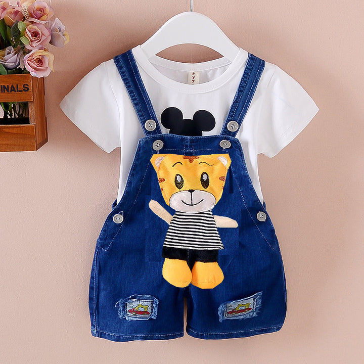 Pants Children's Jumpsuit Baby Suspenders Denim Shorts Men And Women