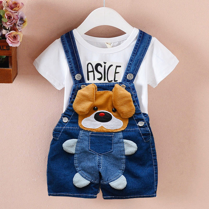 Pants Children's Jumpsuit Baby Suspenders Denim Shorts Men And Women