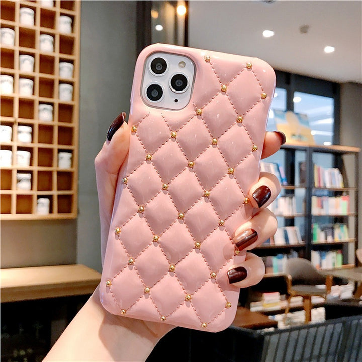 Compatible with Apple, Small Fragrance Leather Case Iphone Max Mobile Phone Shell Rivets For Apple 8Plus Protection