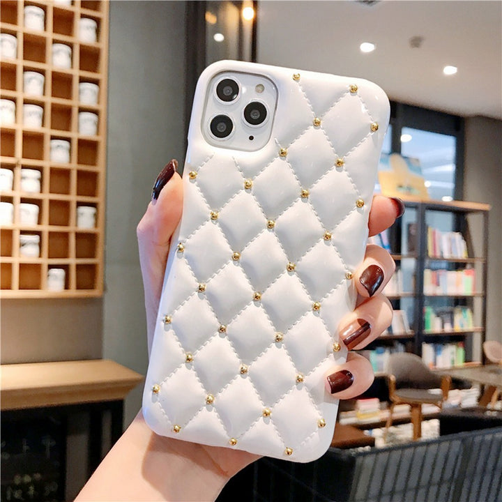 Compatible with Apple, Small Fragrance Leather Case Iphone Max Mobile Phone Shell Rivets For Apple 8Plus Protection