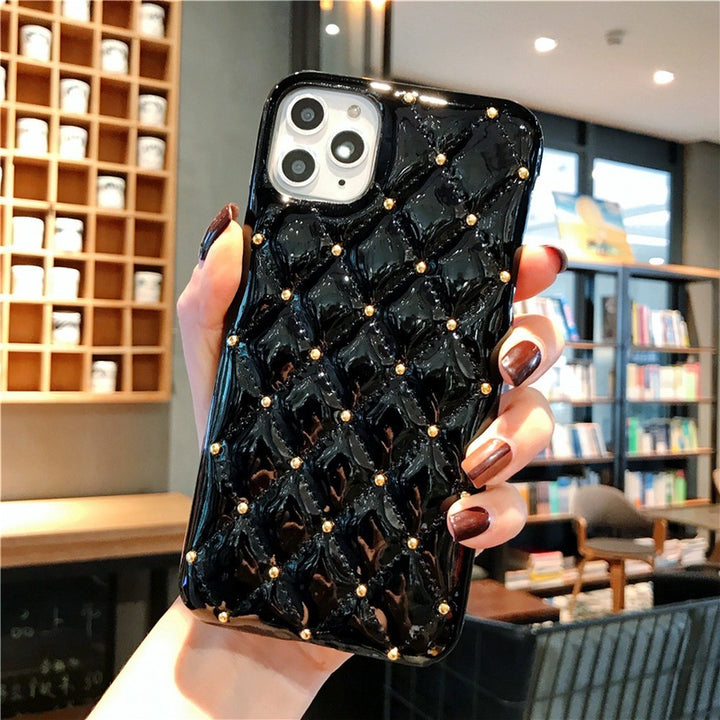 Compatible with Apple, Small Fragrance Leather Case Iphone Max Mobile Phone Shell Rivets For Apple 8Plus Protection